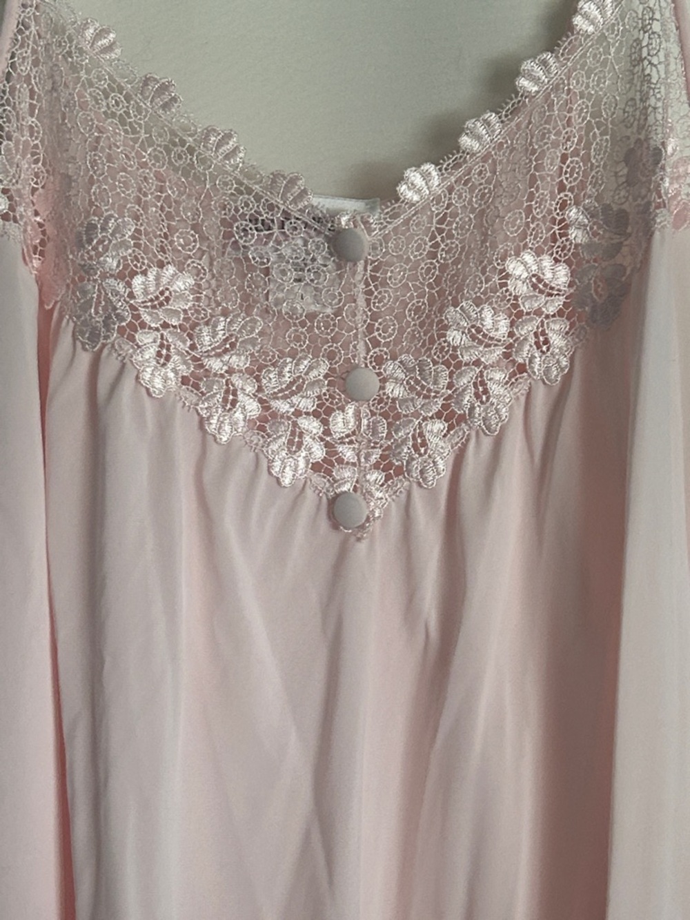 Delicate Lace-Trim Pink Chemise Slip nightgown - Picture 3 of 6